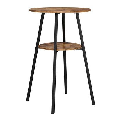 Industrial Bar Table with 2-tier Organizer Weather-resistant Mdf Top Steel Frame