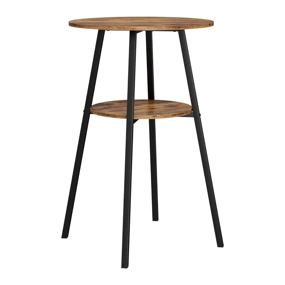 Industrial Bar Table with 2-tier Organizer Weather-resistant Mdf Top Steel Frame