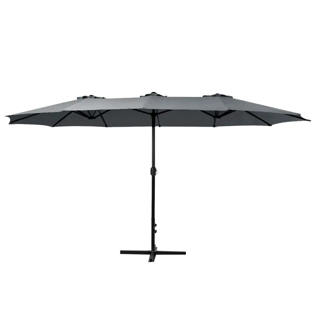 Instahut 4.57m Outdoor Umbrella Beach Pole Garden Tilt Charcoal