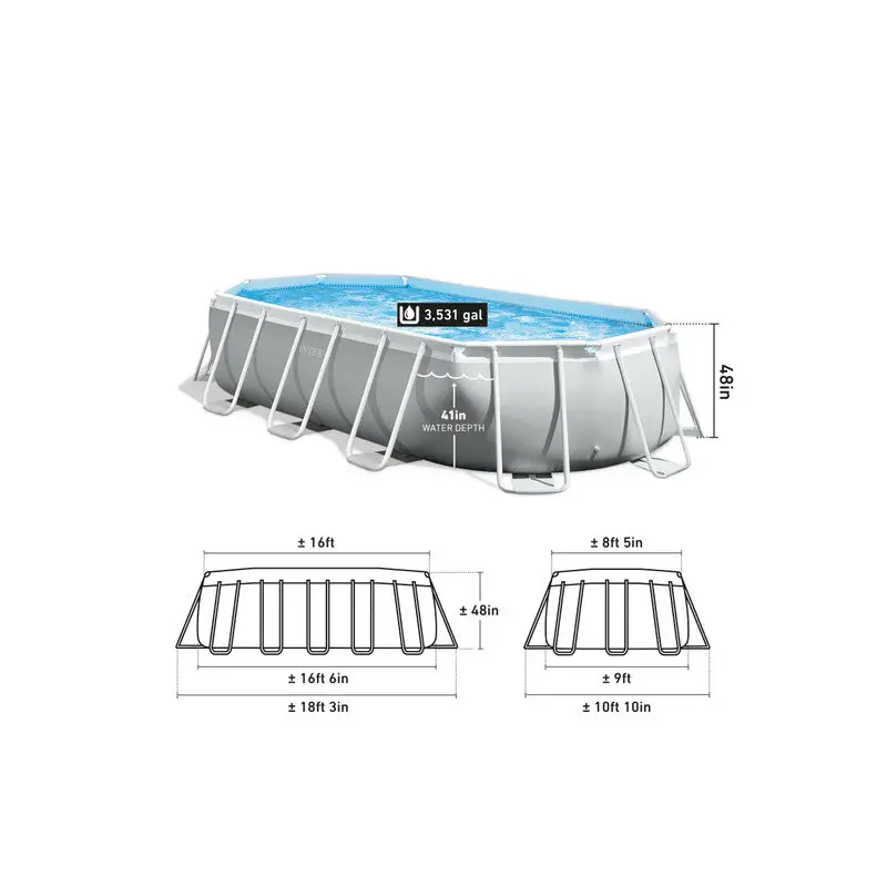 Intex Prism Frame 16’ Above Ground Pool 503cm x 274cm 122cm 26796