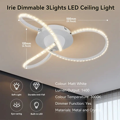 Irie Dimmable 3 Lights Led Ceiling Light - White