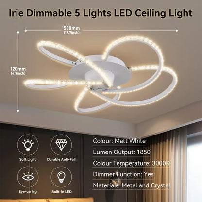 Irie Dimmable 5 Lights Led Ceiling Light - White