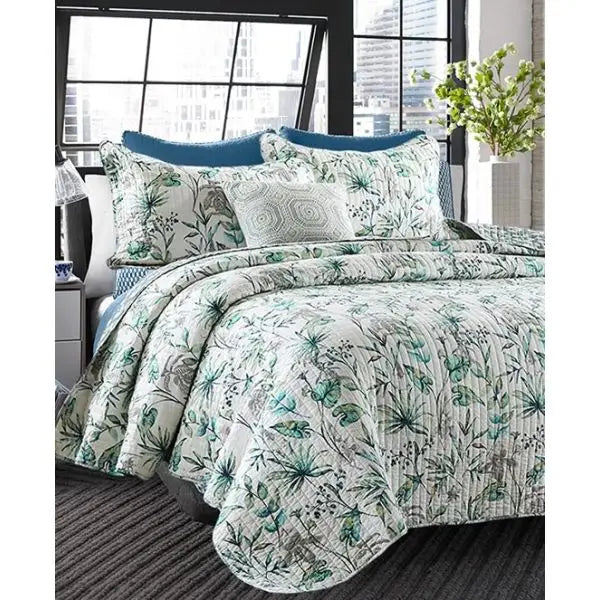 Island Dreams 100% Cotton Quilted 3 Pcs Bedspread Coverlet Set Super King