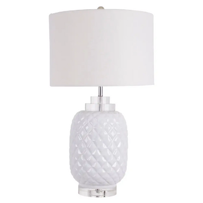 Island White Table Lamp Gloss Ceramic Bedside 67cm