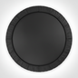 A top-down view of a black round trampoline with a 12ft black jumping mat and a black elastic safety surround on a white background.