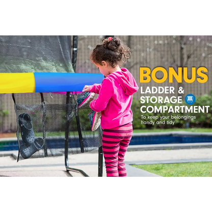 Kahuna 8ft Outdoor Rainbow Trampoline for Kids and Children Suited Fitness Exercise Gymnastics with Safety Enclosure