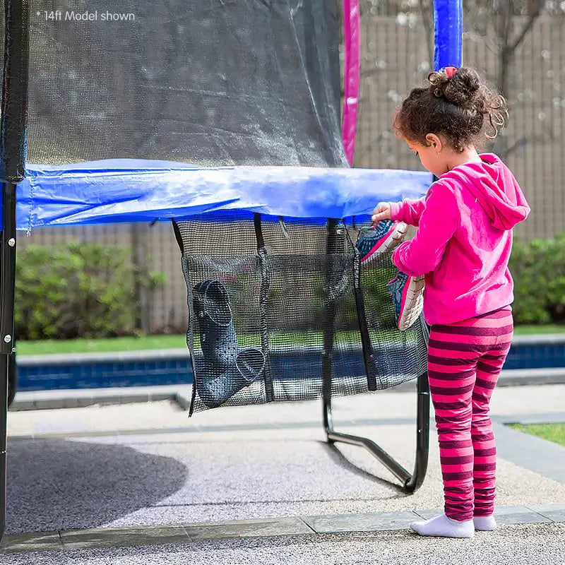 Kahuna 8ft Outdoor Trampoline Kids Children with Safety Enclosure Mat Pad Net Ladder Basketball Hoop Set - Rainbow