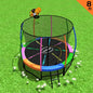 Kahuna 8ft Outdoor Trampoline Kids Children with Safety Enclosure Mat Pad Net Ladder Basketball Hoop Set - Rainbow