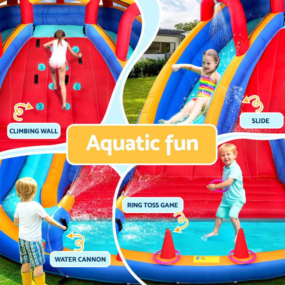 Kids Inflatable Pool Water Slide Cannon Splash Park Toss Game 408x386cm