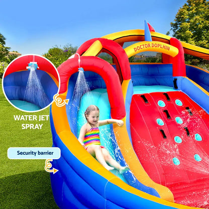 Kids Inflatable Pool Water Slide Cannon Splash Park Toss Game 408x386cm