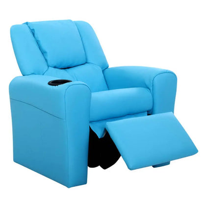 Kids Recliner Chair Pu Leather Sofa Lounge Couch Children Armchair Blue