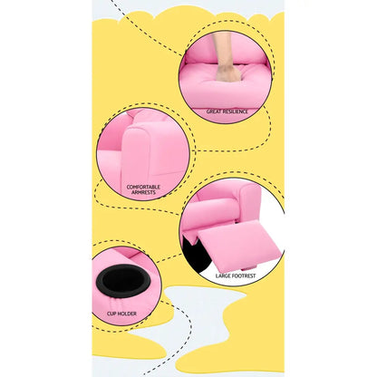 Kids Recliner Chair Pu Leather Sofa Lounge Couch Children Armchair Pink