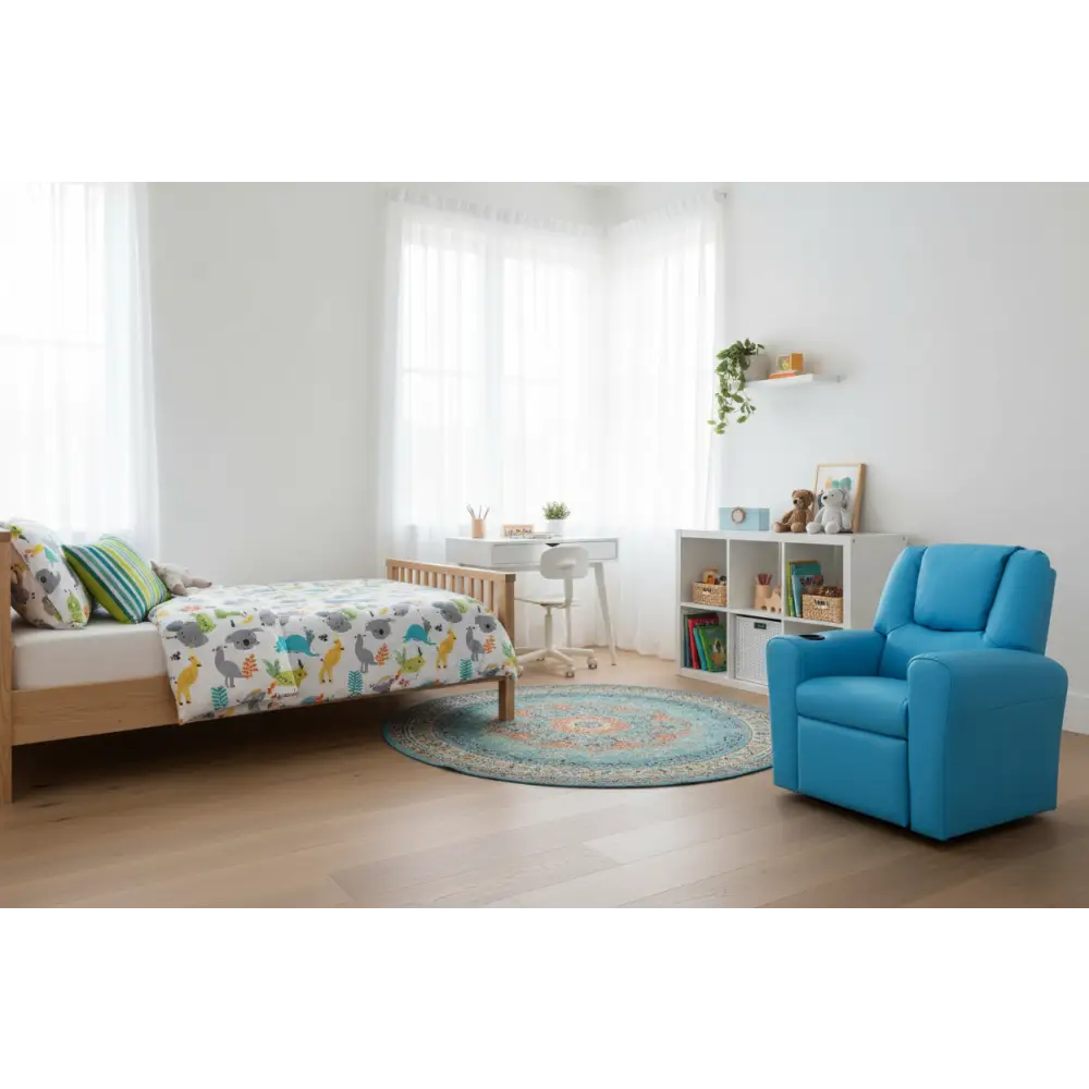 Kids Recliner Chair Pu Leather Sofa Lounge Couch Children Armchair Blue