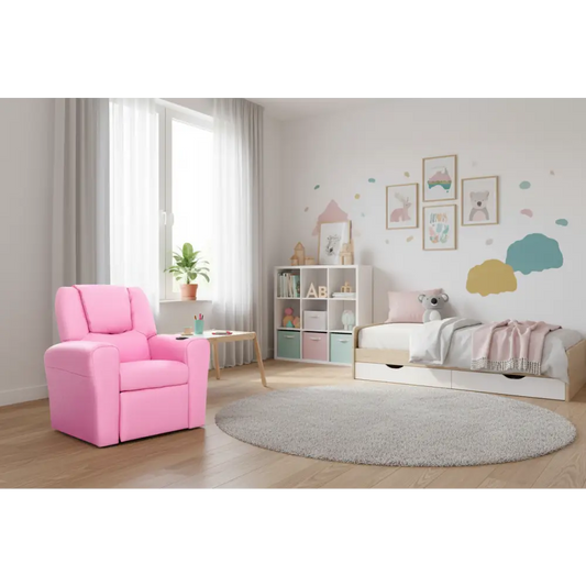 Kids Recliner Chair Pu Leather Sofa Lounge Couch Children Armchair Pink