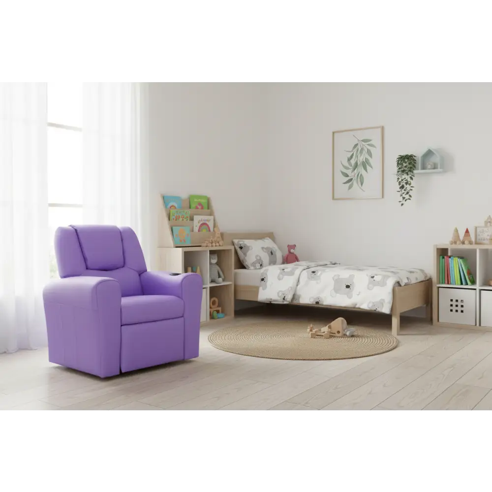 Kids Recliner Chair Purple Pu Leather Sofa Lounge Couch Children Armchair