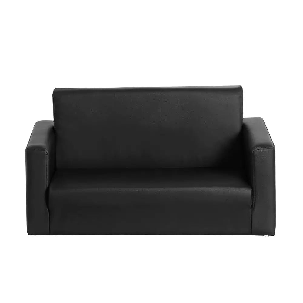 Kids Sofa 2 Seater Children Flip Open Couch Pu Leather Armchair Black