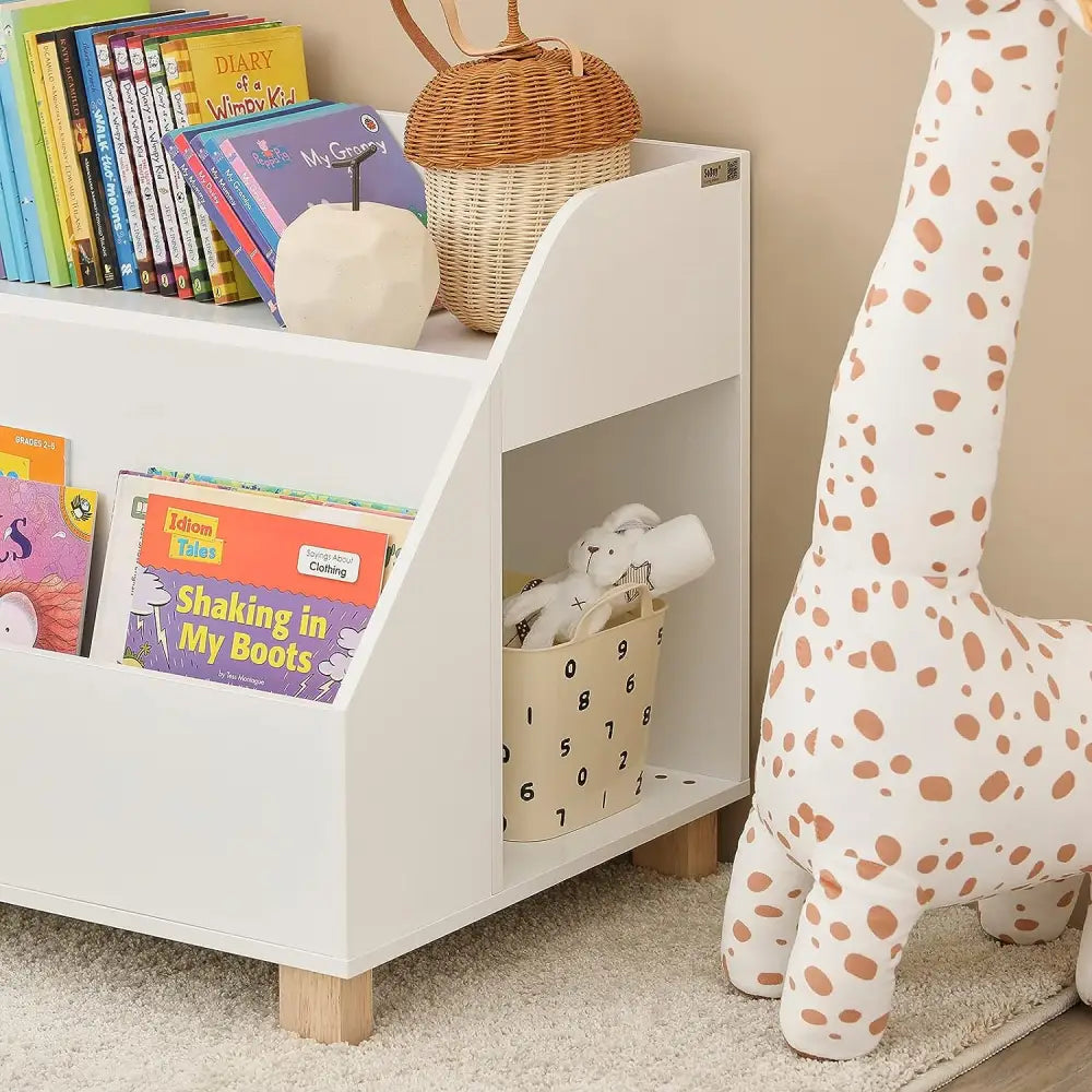 Kids Storage Bookcase 3 Compartments White