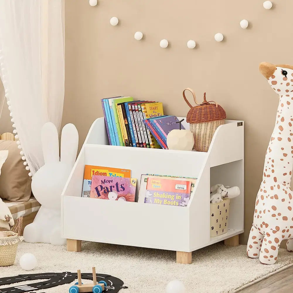 Kids Storage Bookcase 3 Compartments White