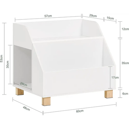 Kids Storage Bookcase 3 Compartments White