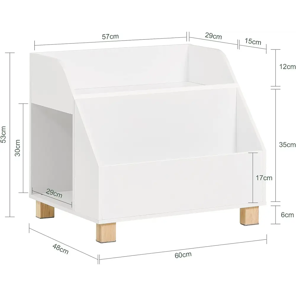 Kids Storage Bookcase 3 Compartments White