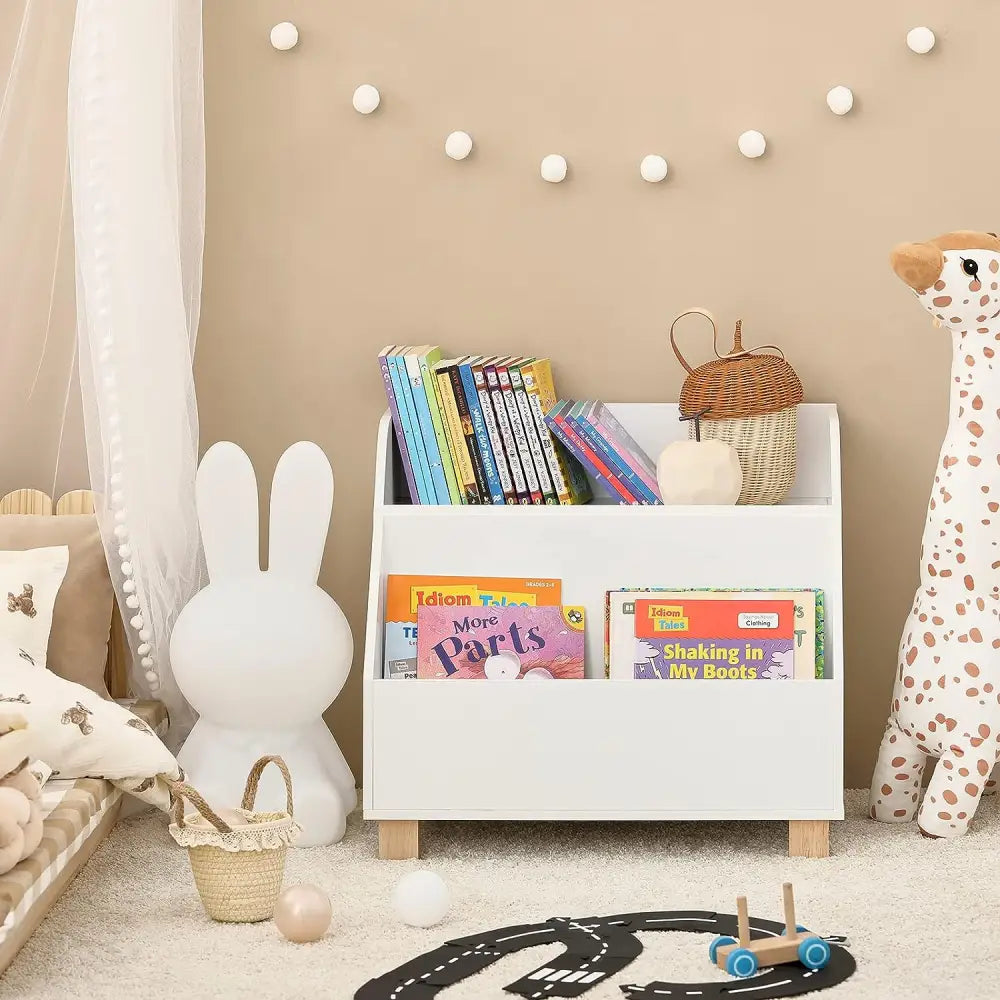 Kids Storage Bookcase 3 Compartments White