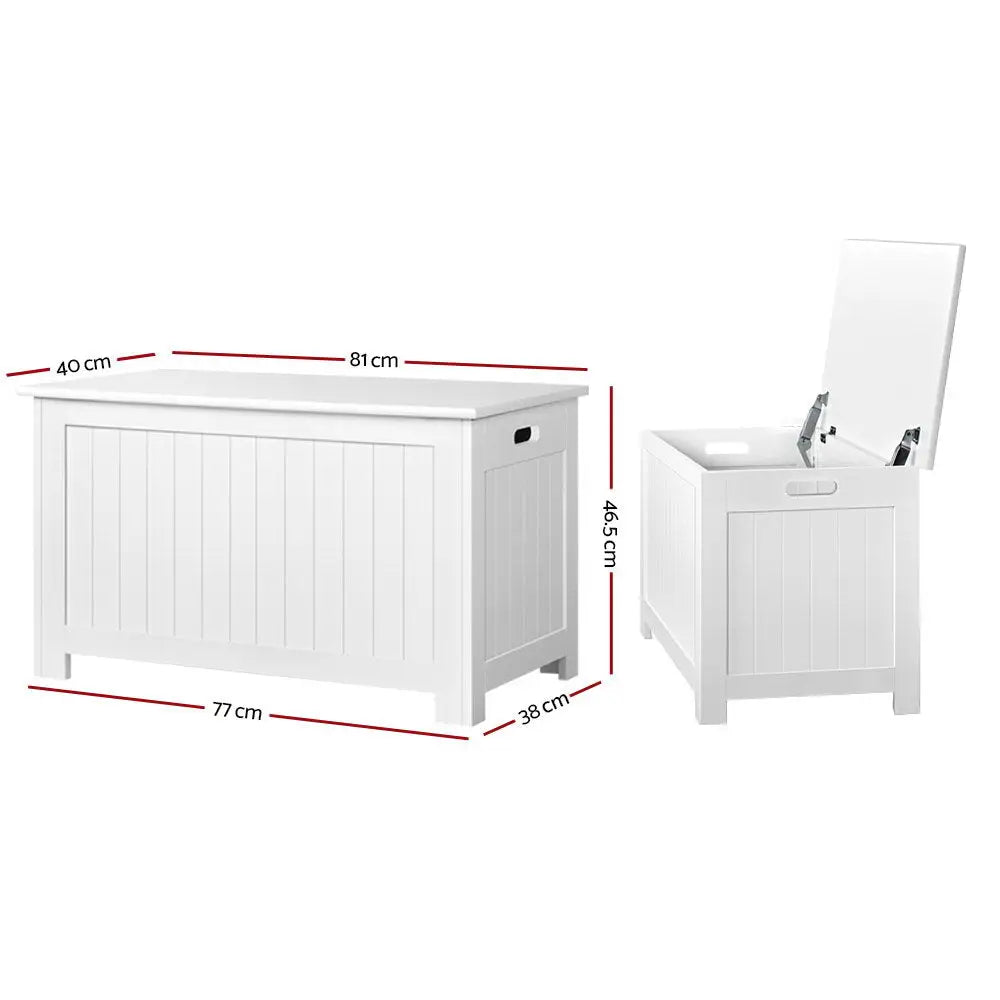 Kids Toy Box Chest Storage Blanket Children Clothes Room Organiser White