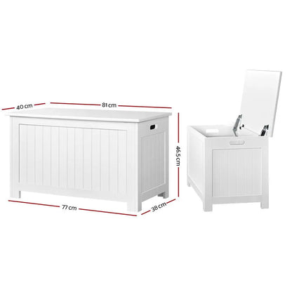 Kids Toy Box Chest Storage Blanket Children Clothes Room Organiser White