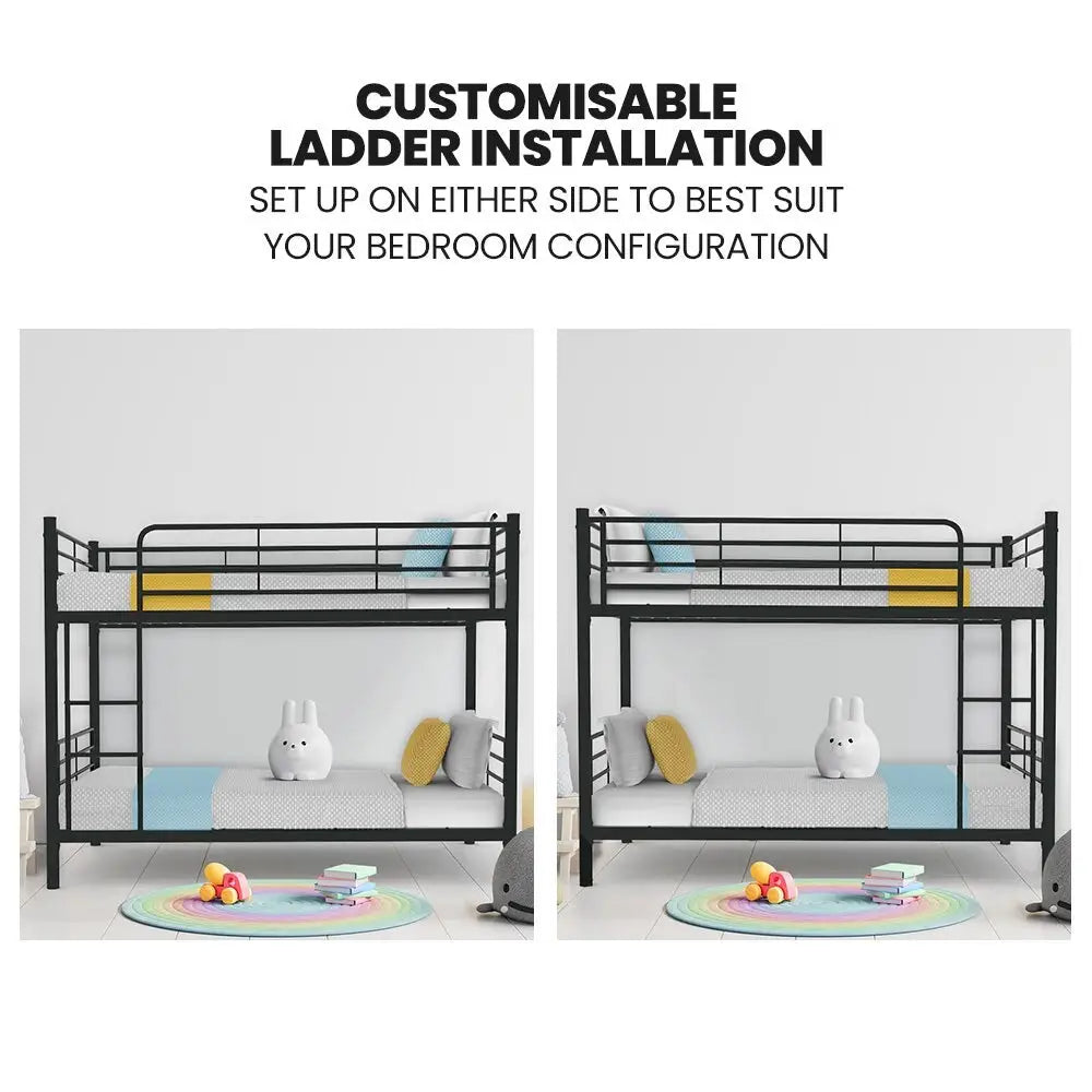 Kingston Slumber 2in1 Single Metal Bunk Bed Frame with Modular Design Dark Matte Grey