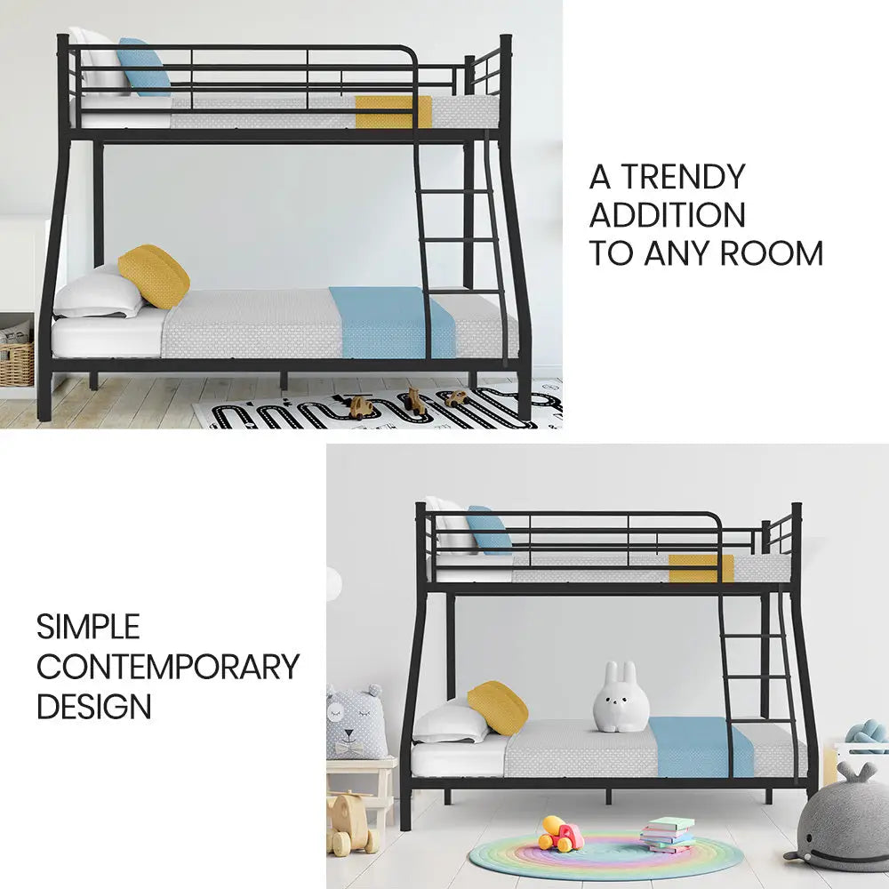 Kingston Slumber Metal Single Over Double Bunk Bed Frame Dark Matte Grey