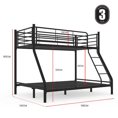 Kingston Slumber Metal Single Over Double Bunk Bed Frame Dark Matte Grey