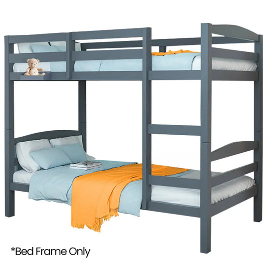 Kingston Slumber Single Bunk Bed Frame Solid Pine 2-in-1 Modular Design Converts to 2 Beds for Kids Grey