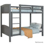 Kingston Slumber Single Bunk Bed Frame Solid Pine 2-in-1 Modular Design Convert to 2 Beds Grey
