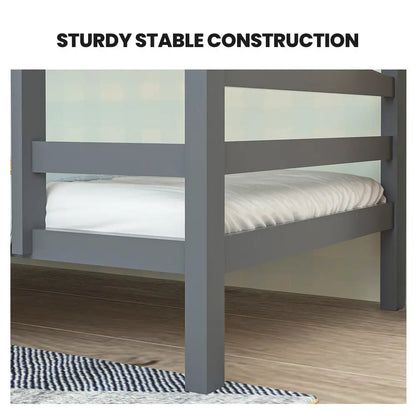 Kingston Slumber Single Bunk Bed Frame Solid Pine 2-in-1 Modular Design Converts to 2 Beds for Kids Grey