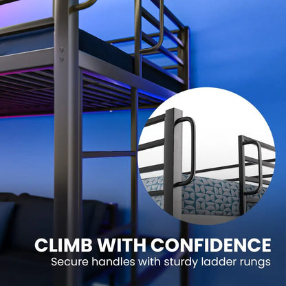 Kingston Slumber Single Loft Bed and Double Underbed Multifunctional Space Saving with Fixed Ladder Matte Dark Grey