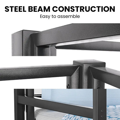 Kingston Slumber Single Loft Bed and Double Underbed Multifunctional Space Saving with Fixed Ladder Matte Dark Grey