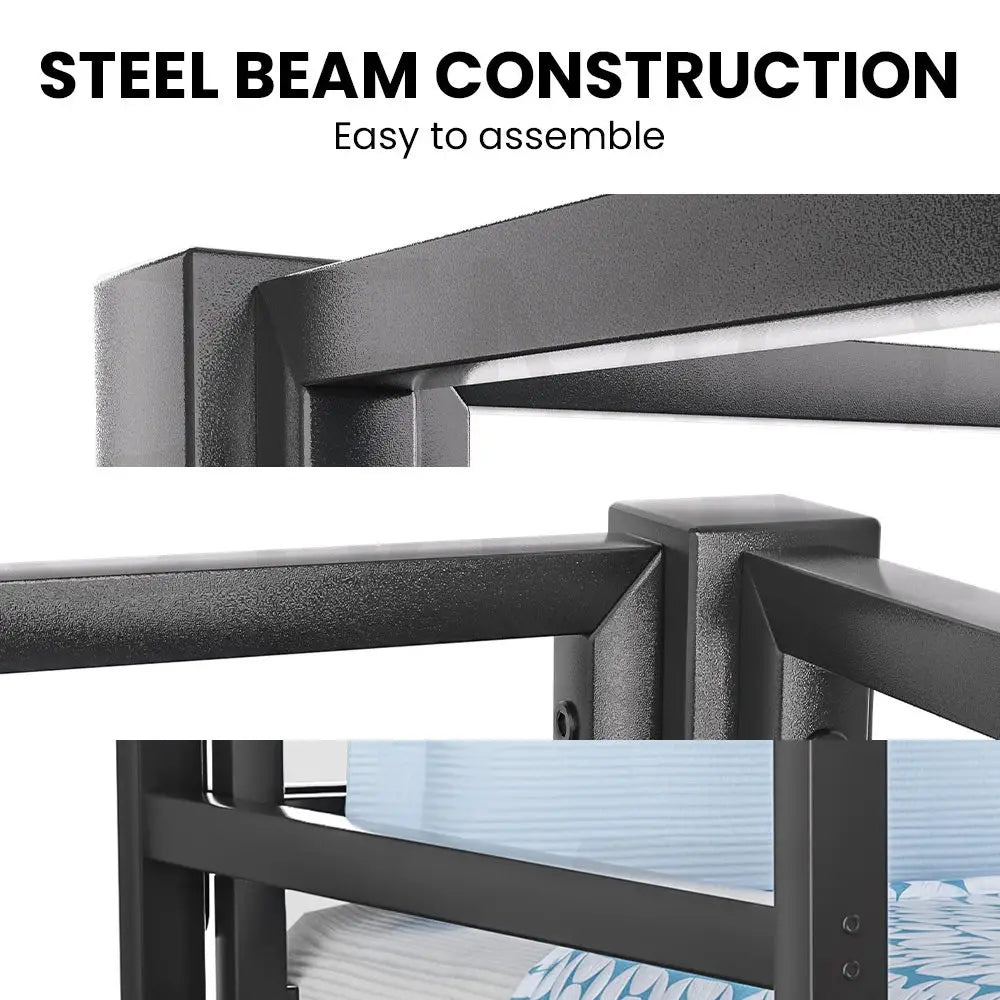 Kingston Slumber Single Loft Bed and Double Underbed Multifunctional Space Saving with Fixed Ladder Matte Dark Grey