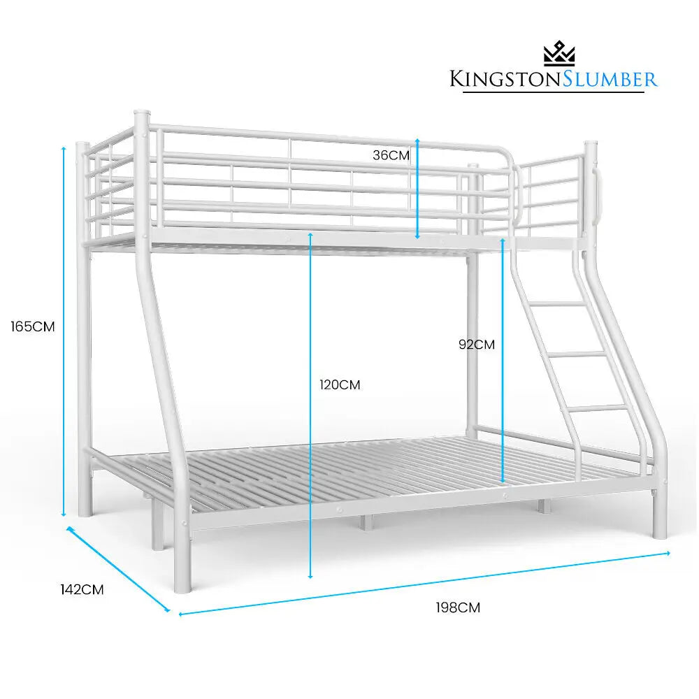 Kingston Slumber Single Over Double Metal Bunk Bed Frame Matte White