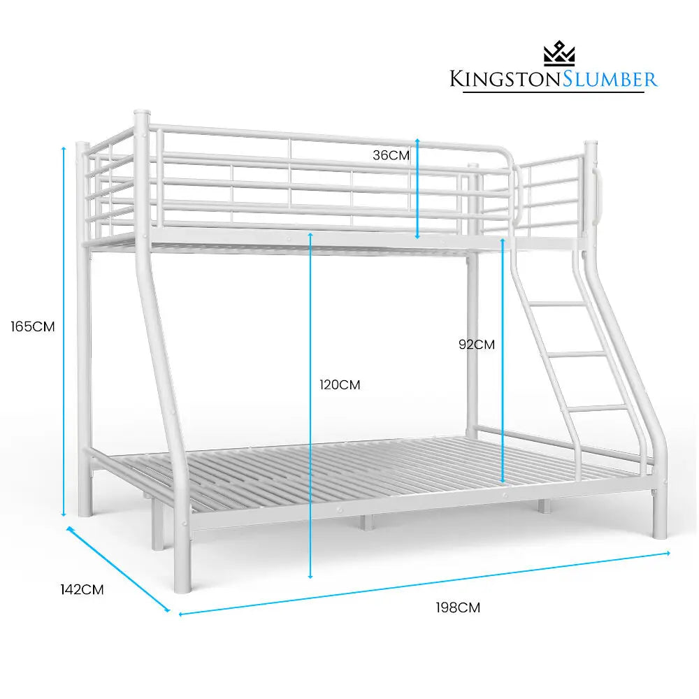 Kingston Slumber Single Over Double Metal Bunk Bed Frame Matte White