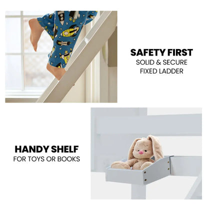 Kingston Slumber Single Over Double Wooden Bunk Bed Frame Triple Solid Pine 2-in-1 Modular Design Converts to 2 Beds