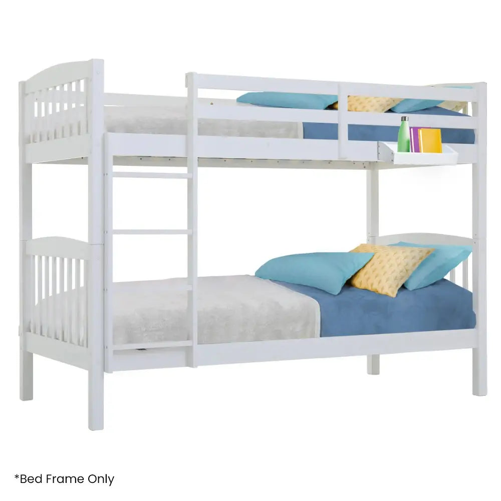 Kingston Slumber Wooden Kids Bunk Bed Frame with Modular Design that can Convert to 2 Single White