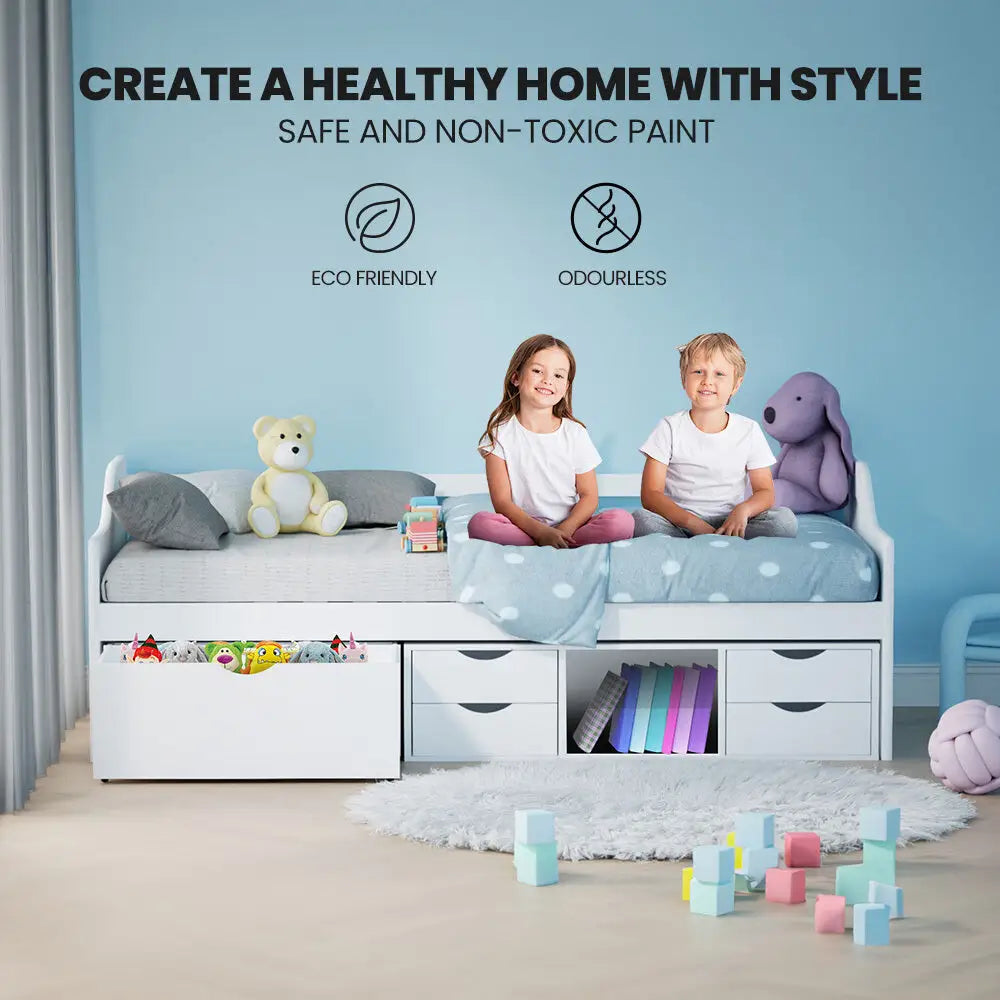 Kingston Slumber Wooden Single Sofa Bed Frame with Storage Drawers - White