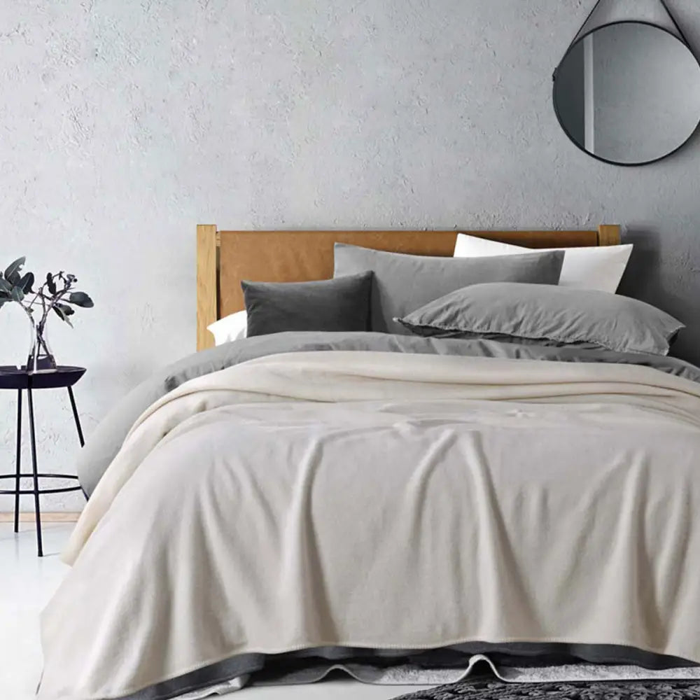 Laconia 400gsm Premium Australian Pure Wool Blanket Natural King