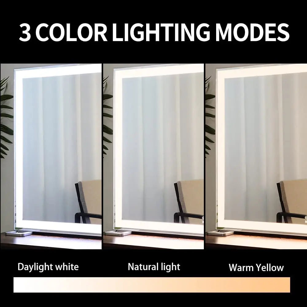 Large Hollywood Makeup Mirror 3 Modes Lighted and Smart Touch Control (92 x 68 Cm)