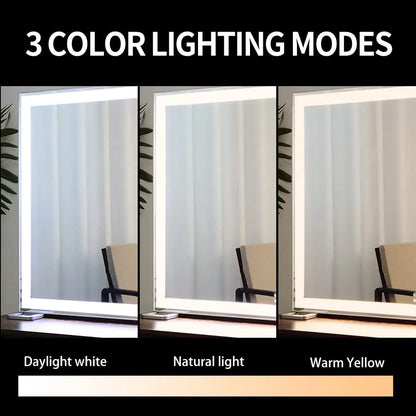 Large Hollywood Makeup Mirror 3 Modes Lighted and Smart Touch Control (92 x 68 Cm)