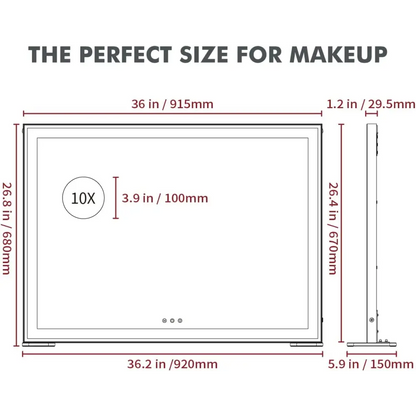 Large Hollywood Makeup Mirror 3 Modes Lighted and Smart Touch Control (92 x 68 Cm)