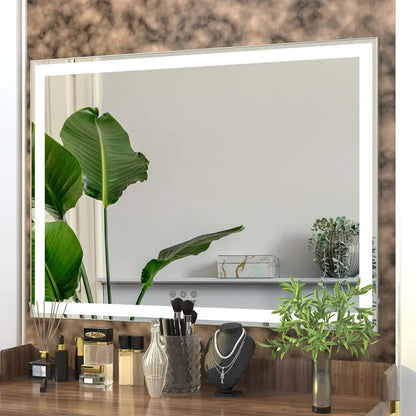 Large Hollywood Makeup Mirror 3 Modes Lighted and Smart Touch Control (92 x 68 Cm)
