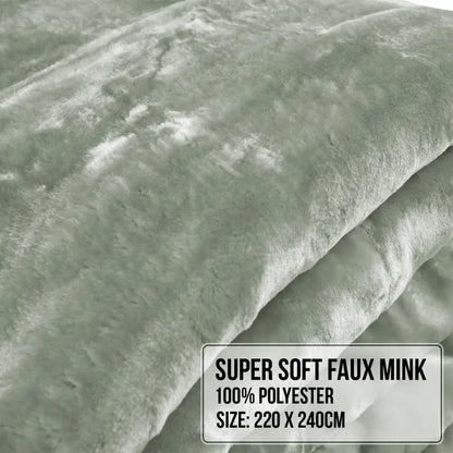 Laura Hill 800-gsm Mink Blanket Queen Size Double-sided Soft Plush Bed Faux Throw Rug 220 x 240cm Heavy Sage