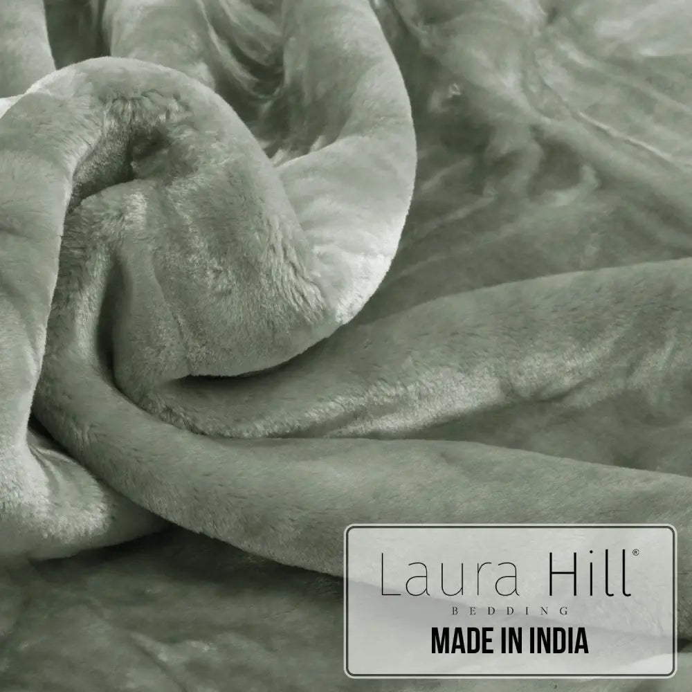 Laura Hill 800-gsm Mink Blanket Queen Size Double-sided Soft Plush Bed Faux Throw Rug 220 x 240cm Heavy Sage