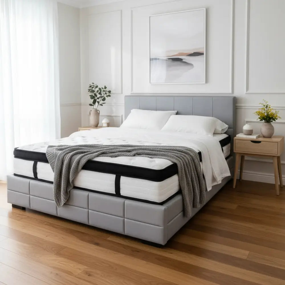 Laura Hill Queen Mattress Bed Size Euro Top 5 Zone Spring Foam 32cm Bedding Pocket