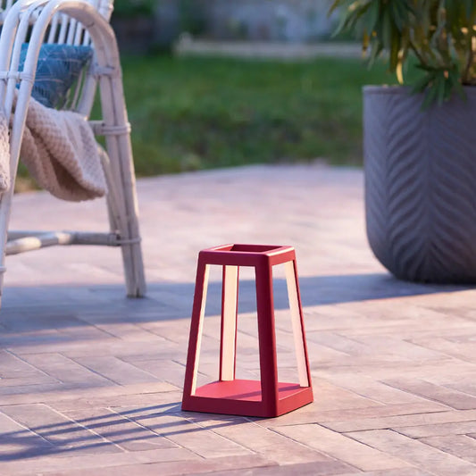 Lexon Lantern Portable Lamp with Built-in Wireless Charger - Red